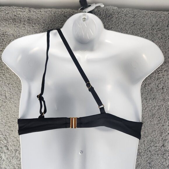 Fredericks Of Hollywood Taormina Bikini Top Medium Black Asymmetric Halter - Picture 6 of 6